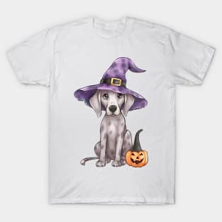 Watercolor Great Dane Dog in Witch Hat T-Shirt